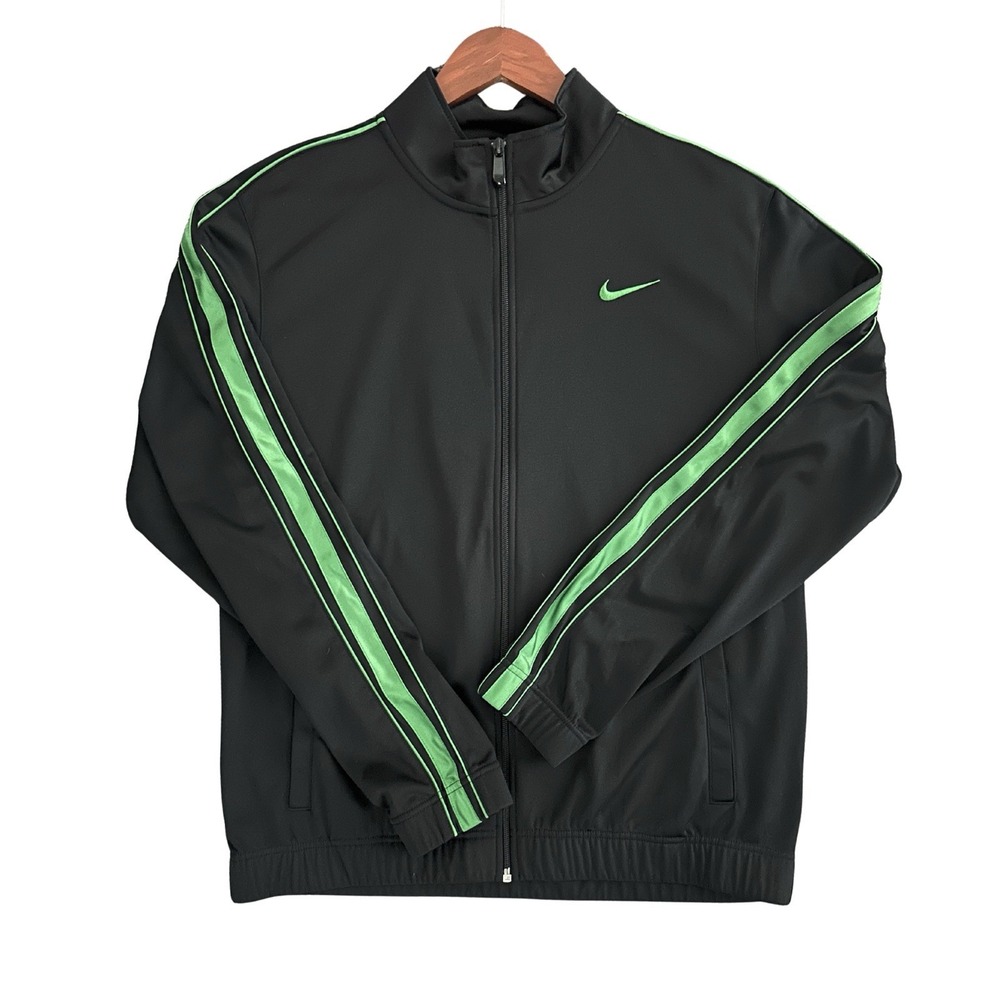 Nike Full Zip Track Jacket Mens M Black Lime Green Practice OT